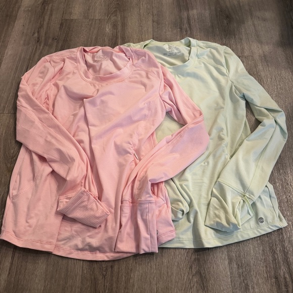 INFINITY Pink and green Striped long sleeve Top. Under scrub - Picture 1 of 9